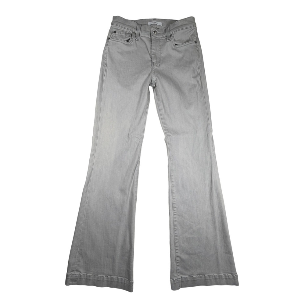 7 For All Mankind Womens Light Grey Flare Denim Jeans Size 26 Mid Rise RN#115561